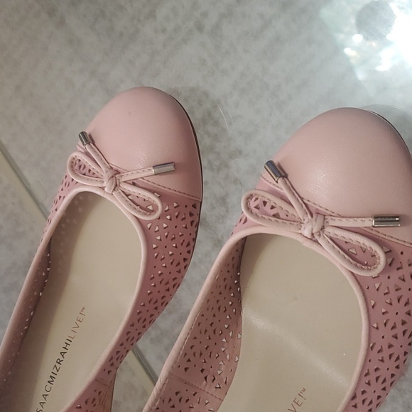 Isaac Mizrahi live wedge heel leather sandals Light baby pink size 9 new - Picture 2 of 8